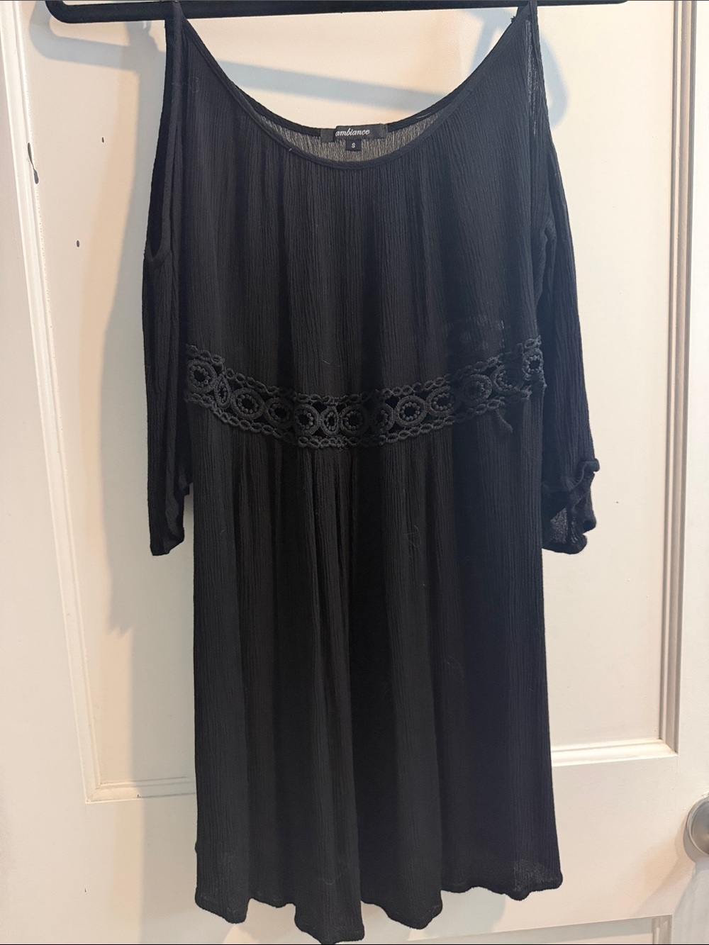 Ambiance Black Crochet Waist Swim Coverup
